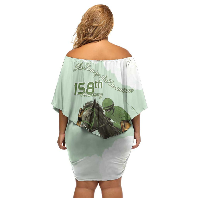 158th Anniversary Belmont Horse Racing Run For The Carnations Off Shoulder Short Dress