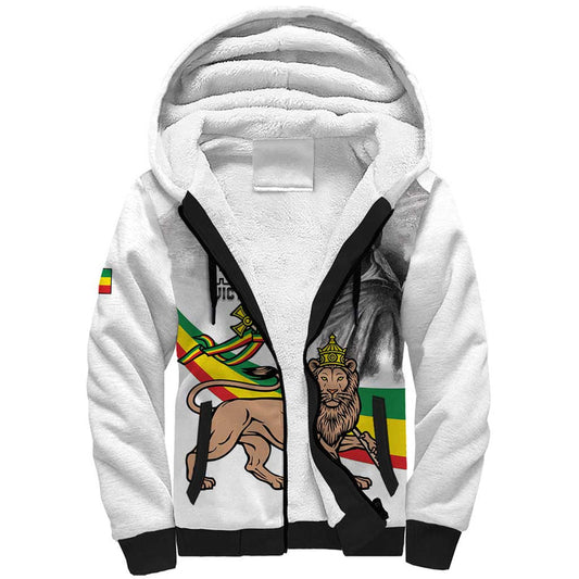 Adwa Victory Day Menelik II and Mount Soloda - Lion Of Judah Sherpa Hoodie