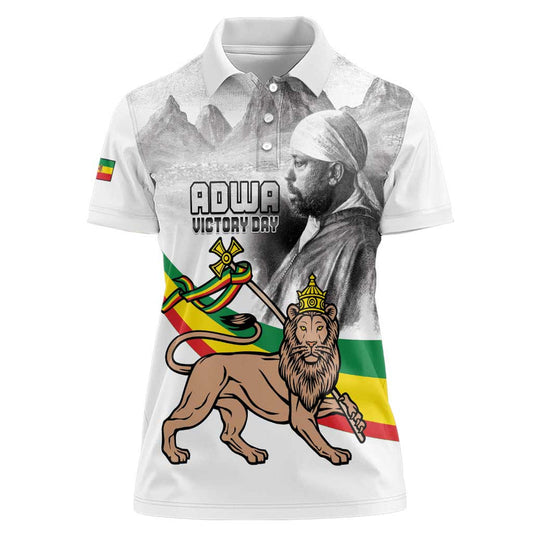 Adwa Victory Day Menelik II and Mount Soloda - Lion Of Judah Women Polo Shirt