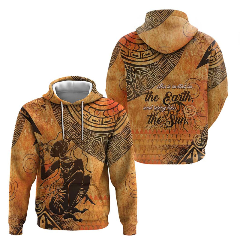 African Women She Is Rooted In The Earth and Rising Like The Sun Hoodie