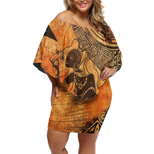 African Women She Is Rooted In The Earth And Rising Like The Sun Off Shoulder Short Dress