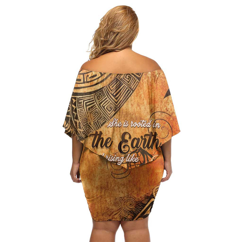 African Women She Is Rooted In The Earth And Rising Like The Sun Off Shoulder Short Dress