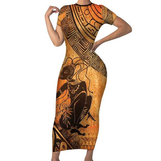 African Women She Is Rooted In The Earth And Rising Like The Sun Short Sleeve Bodycon Dress