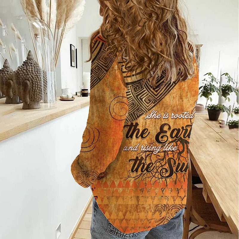 African Women She Is Rooted In The Earth and Rising Like The Sun Women Casual Shirt