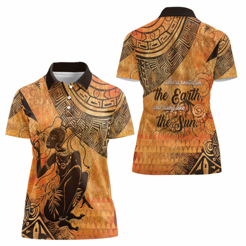 African Women She Is Rooted In The Earth and Rising Like The Sun Women Polo Shirt