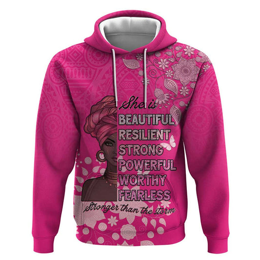 African Women Black Beautiful Brave and Bressed - Pink Color Hoodie