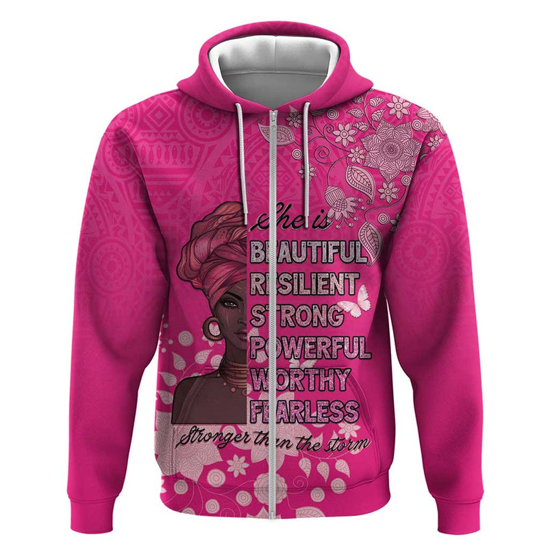 African Women Black Beautiful Brave and Bressed - Pink Color Hoodie