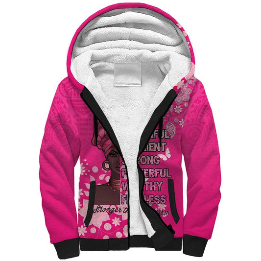 African Women Black Beautiful Brave and Bressed - Pink Color Sherpa Hoodie