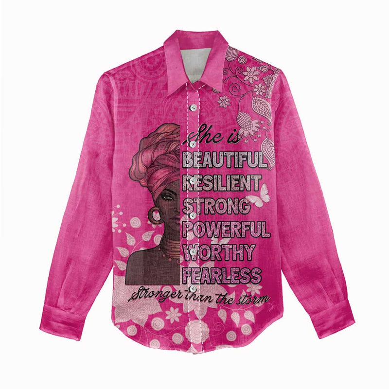 African Women Black Beautiful Brave and Bressed - Pink Color Women Casual Shirt