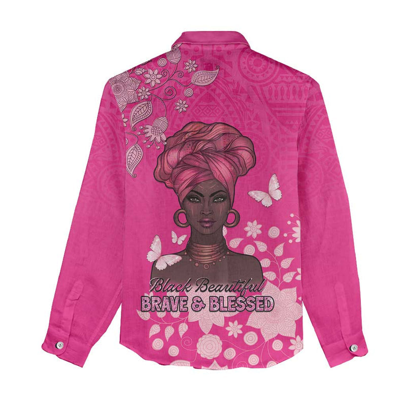 African Women Black Beautiful Brave and Bressed - Pink Color Women Casual Shirt