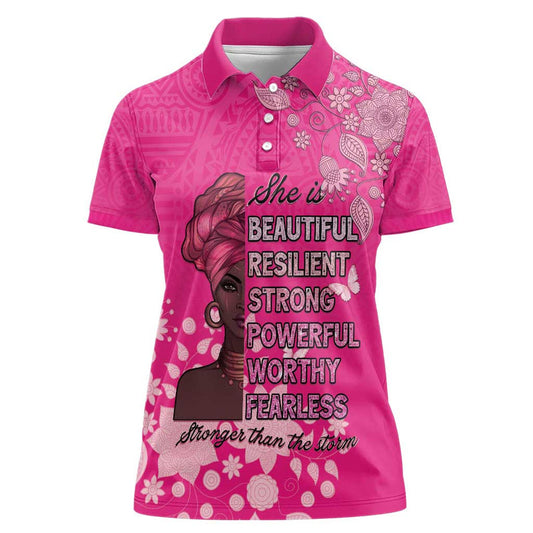African Women Black Beautiful Brave and Bressed - Pink Color Women Polo Shirt