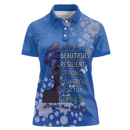 African Women Black Beautiful Brave and Bressed - Blue Color Women Polo Shirt