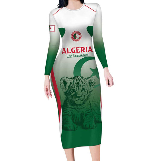 Algeria Rugby Custom Go Lion Cubs Long Sleeve Bodycon Dress