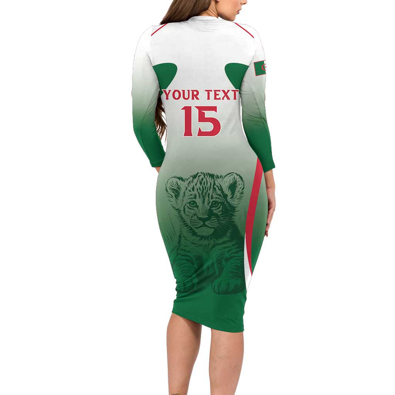 Algeria Rugby Custom Go Lion Cubs Long Sleeve Bodycon Dress
