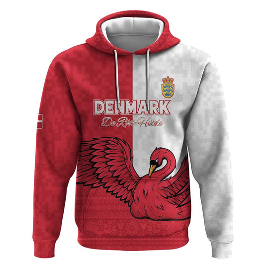 Custom Denmark Football Red and Whites Scandinavia Pattern Hoodie