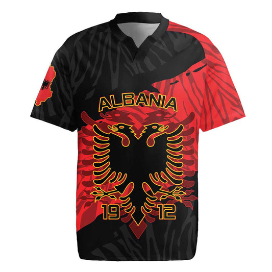 Albania Independence Day Albanian Eagle - Grunge Style Rugby Jersey