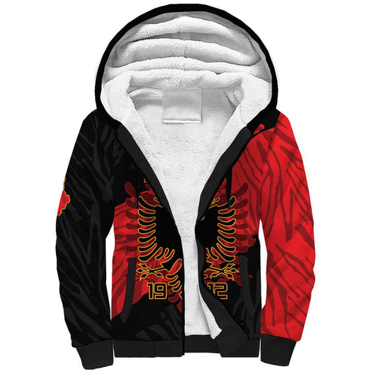 Albania Independence Day Albanian Eagle - Grunge Style Sherpa Hoodie