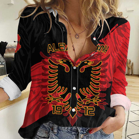 Albania Independence Day Albanian Eagle - Grunge Style Women Casual Shirt