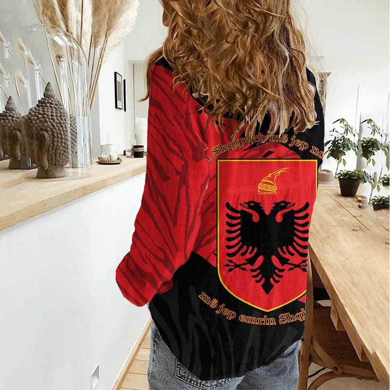 Albania Independence Day Albanian Eagle - Grunge Style Women Casual Shirt