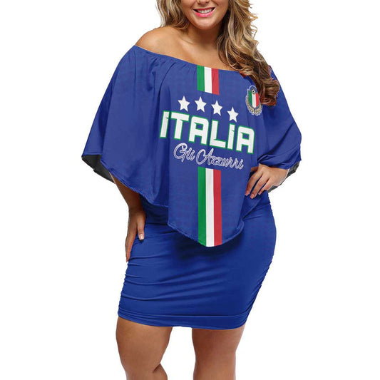 Custom Italy Football Come On Gli Azzurri Off Shoulder Short Dress