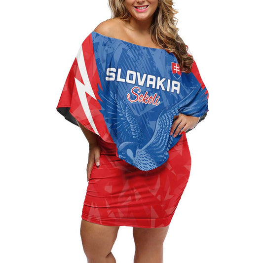Custom Slovakia Football Come On Sokoli Off Shoulder Short Dress