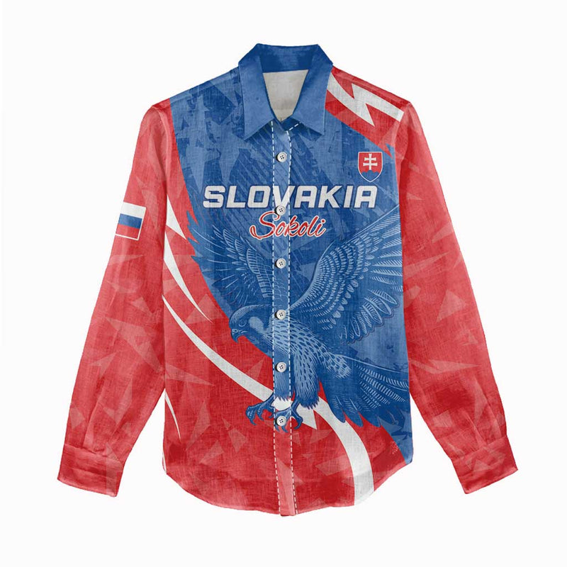 Custom Slovakia Football Come On Sokoli Women Casual Shirt