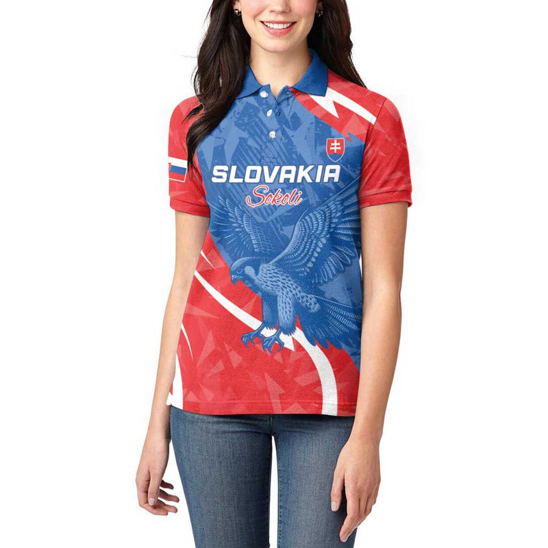 Custom Slovakia Football Come On Sokoli Women Polo Shirt