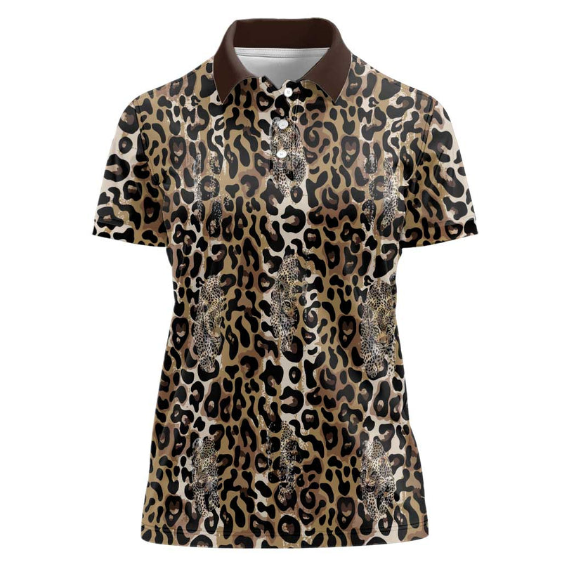 African Leopard Skin Pattern Women Polo Shirt
