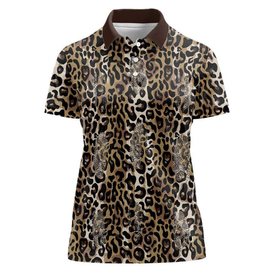 African Leopard Skin Pattern Women Polo Shirt