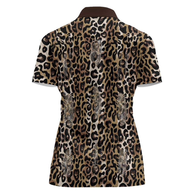 African Leopard Skin Pattern Women Polo Shirt