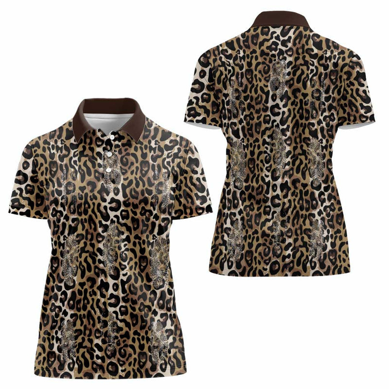 African Leopard Skin Pattern Women Polo Shirt
