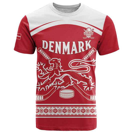 Custom Denmark Hockey Come On Danish Lions T Shirt