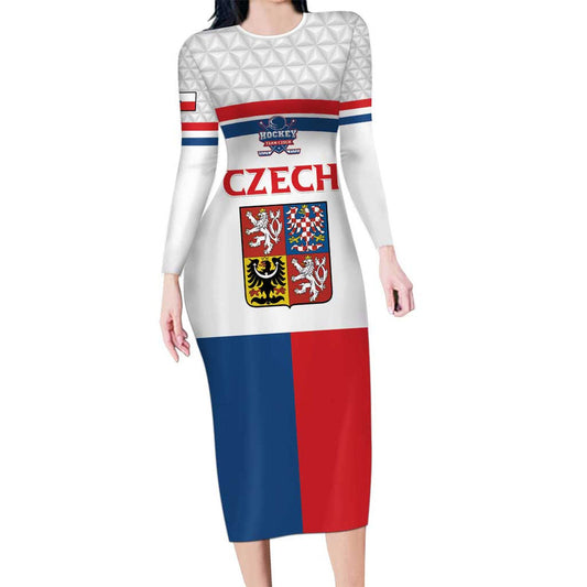 Custom Czech Hockey Go Cesko Long Sleeve Bodycon Dress