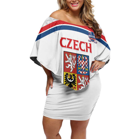 Custom Czech Hockey Go Cesko Off Shoulder Short Dress