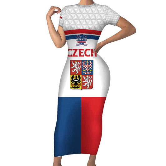 Custom Czech Hockey Go Cesko Short Sleeve Bodycon Dress
