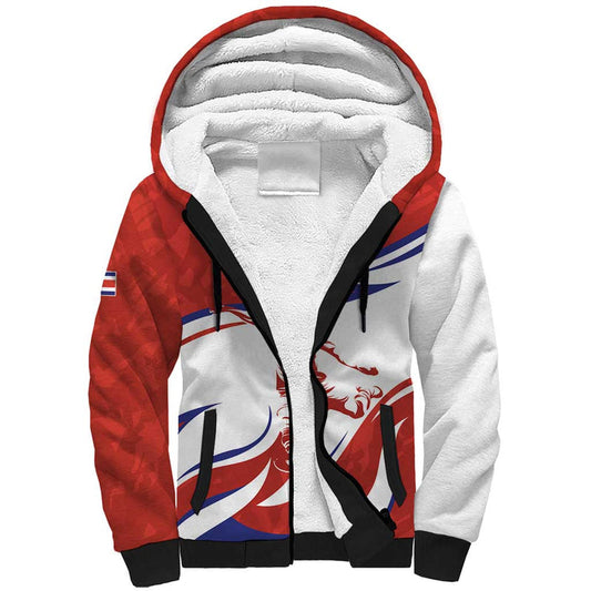 Custom Costa Rica Football Los Ticos With Bull Mascot Sherpa Hoodie