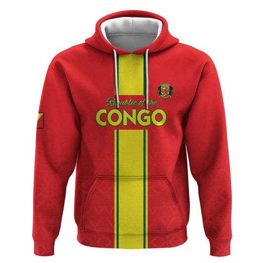 Custom Congo Brazzaville Football Go Ba Diabulu ya Mbwaki Red Color Hoodie