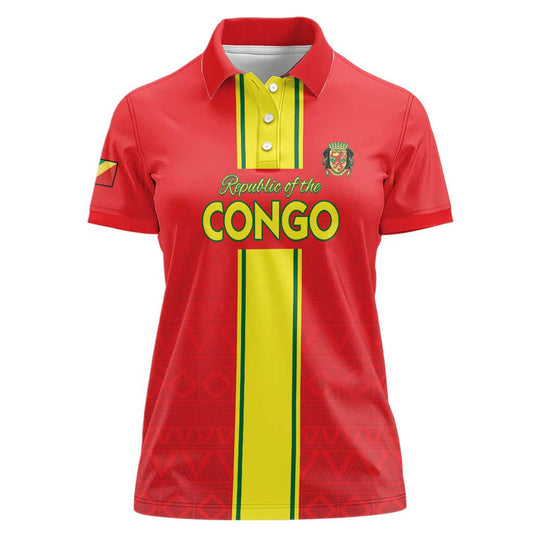 Custom Congo Brazzaville Football Go Ba Diabulu ya Mbwaki Red Color Women Polo Shirt
