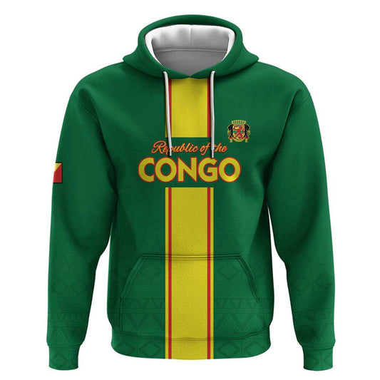 Custom Congo Brazzaville Football Go Ba Diabulu ya Mbwaki Green Color Hoodie