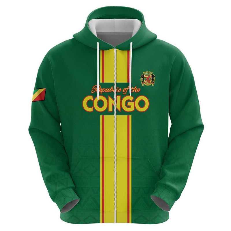 Custom Congo Brazzaville Football Go Ba Diabulu ya Mbwaki Green Color Hoodie