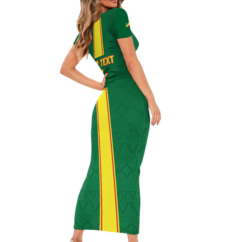 Custom Congo Brazzaville Football Go Ba Diabulu Ya Mbwaki Green Color Short Sleeve Bodycon Dress
