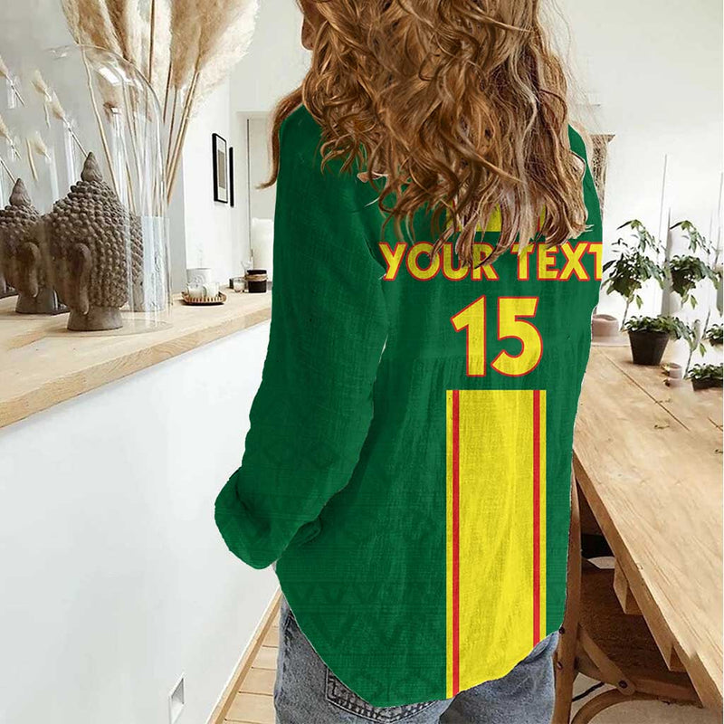 Custom Congo Brazzaville Football Go Ba Diabulu ya Mbwaki Green Color Women Casual Shirt