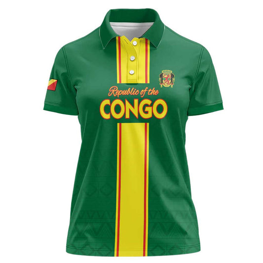 Custom Congo Brazzaville Football Go Ba Diabulu ya Mbwaki Green Color Women Polo Shirt