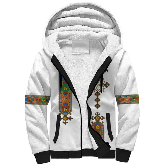 Ethiopia Saba Kemis Ethiopian Cross Lion Of Judah Sherpa Hoodie