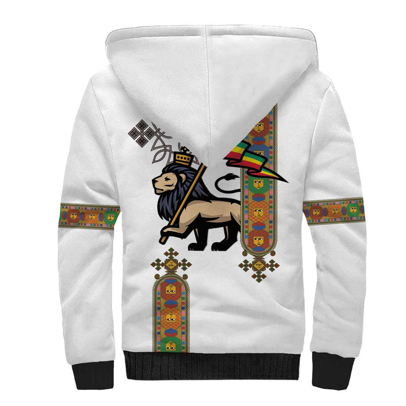 Ethiopia Saba Kemis Ethiopian Cross Lion Of Judah Sherpa Hoodie