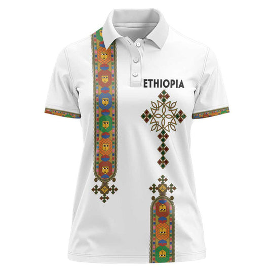 Ethiopia Saba Kemis Ethiopian Cross Lion Of Judah Women Polo Shirt