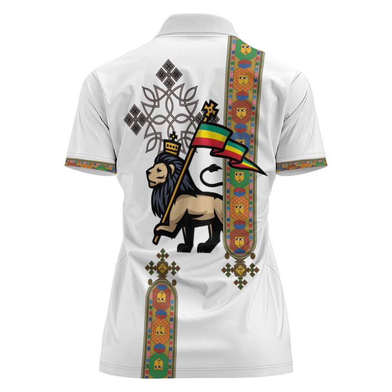 Ethiopia Saba Kemis Ethiopian Cross Lion Of Judah Women Polo Shirt