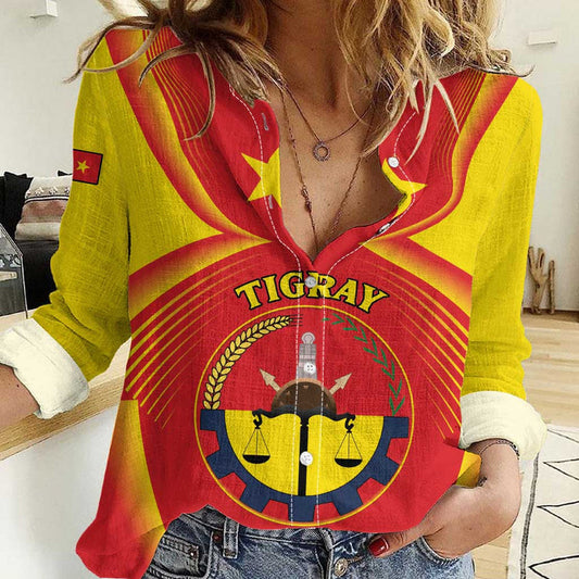 Ethiopia Tigray Region Coat Of Arms With Map Women Casual Shirt