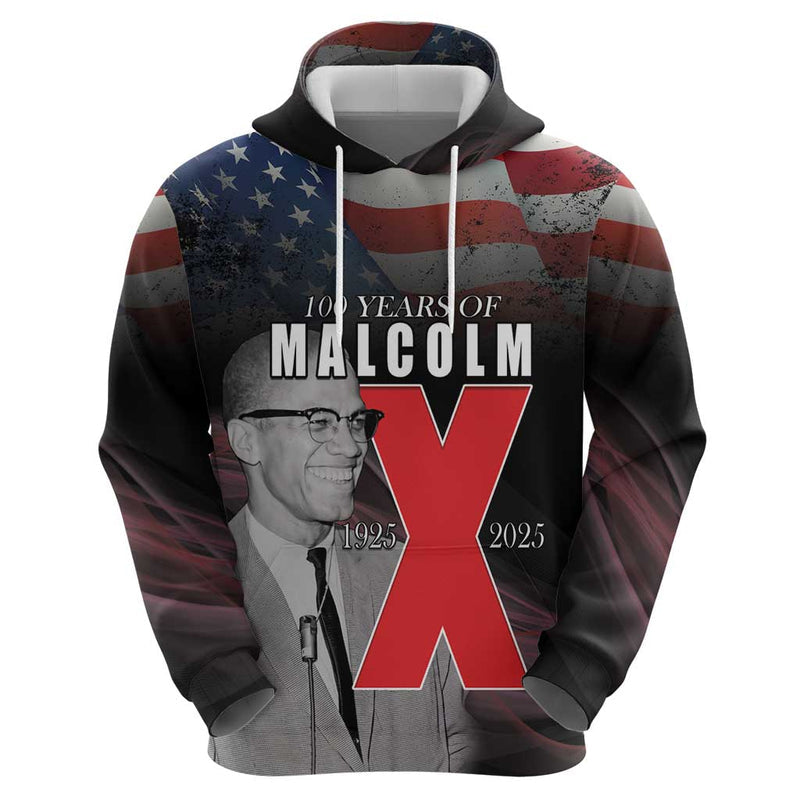 African American El Hajj Malik El Shabazz 100 Years of Malcolm X Hoodie