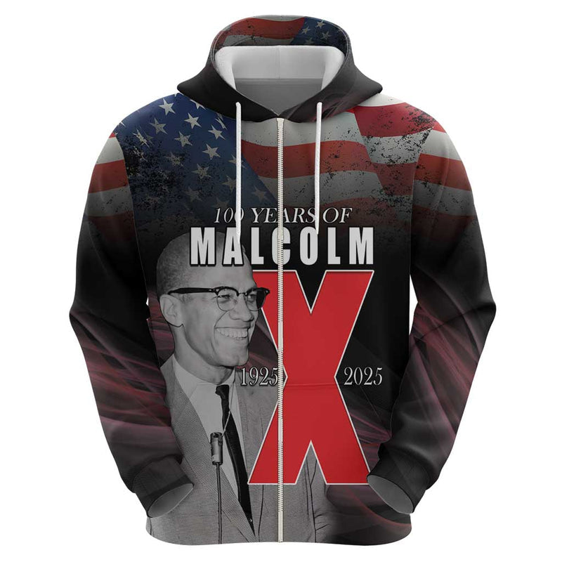 African American El Hajj Malik El Shabazz 100 Years of Malcolm X Hoodie
